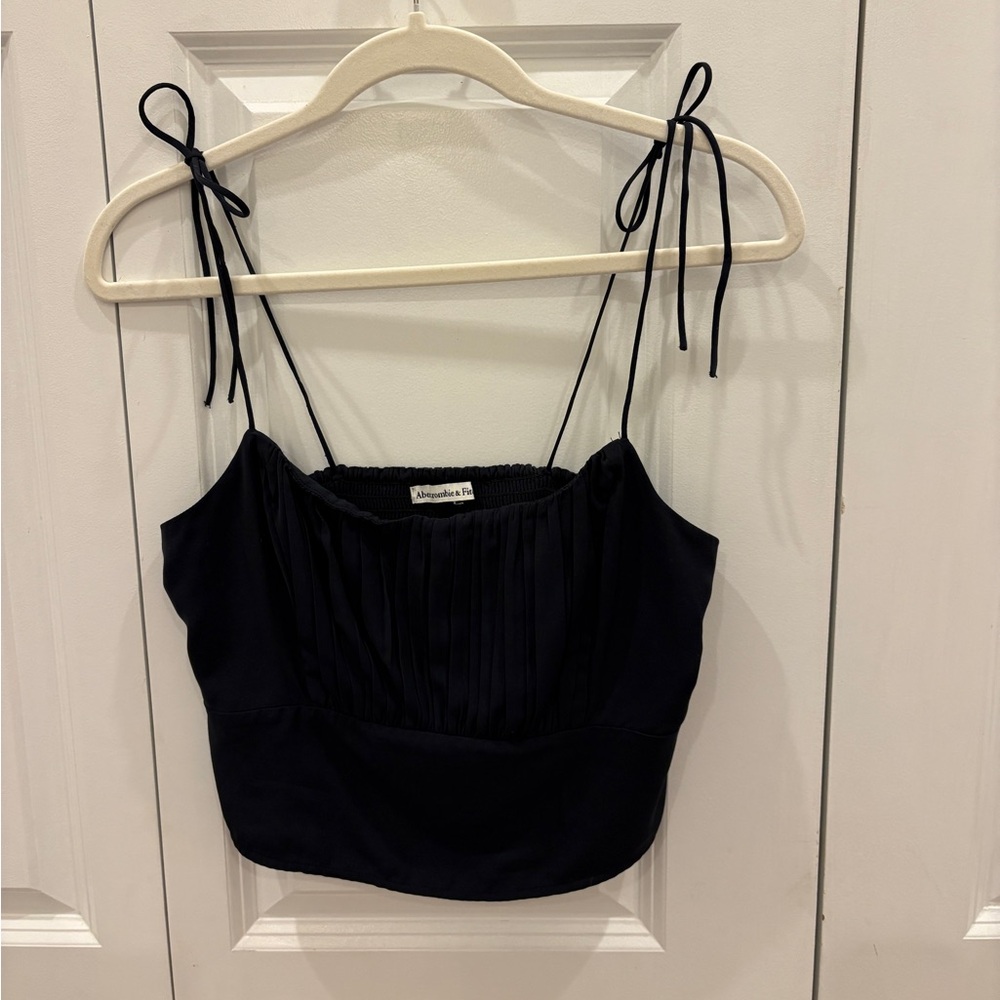 Abercrombie & Fitch Black Ruched Crop Camisole